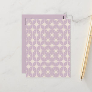 Retro Mideeuw 50s Star Pattern in Lila Briefkaart