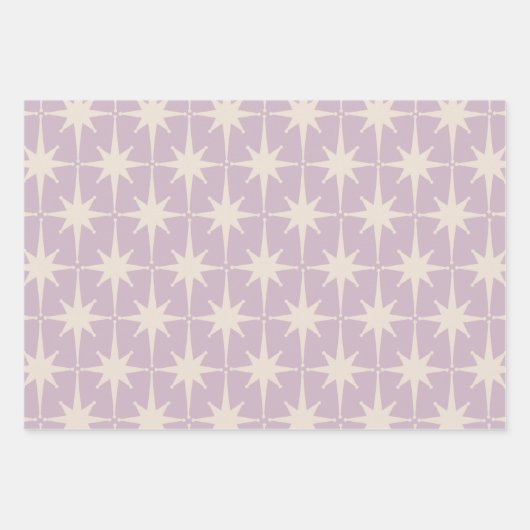 Retro Mideeuw 50s Star Pattern in Lila Inpakpapier Vel (Voorkant 3)