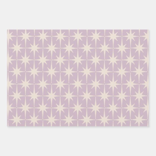 Retro Mideeuw 50s Star Pattern in Lila Inpakpapier Vel (Voorkant 2)