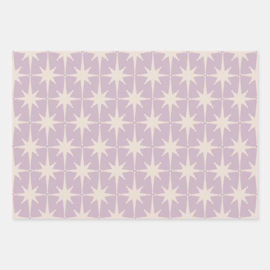 Retro Mideeuw 50s Star Pattern in Lila Inpakpapier Vel (Voorkant)