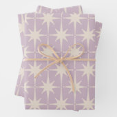 Retro Mideeuw 50s Star Pattern in Lila Throw P Inpakpapier Vel (In situ)