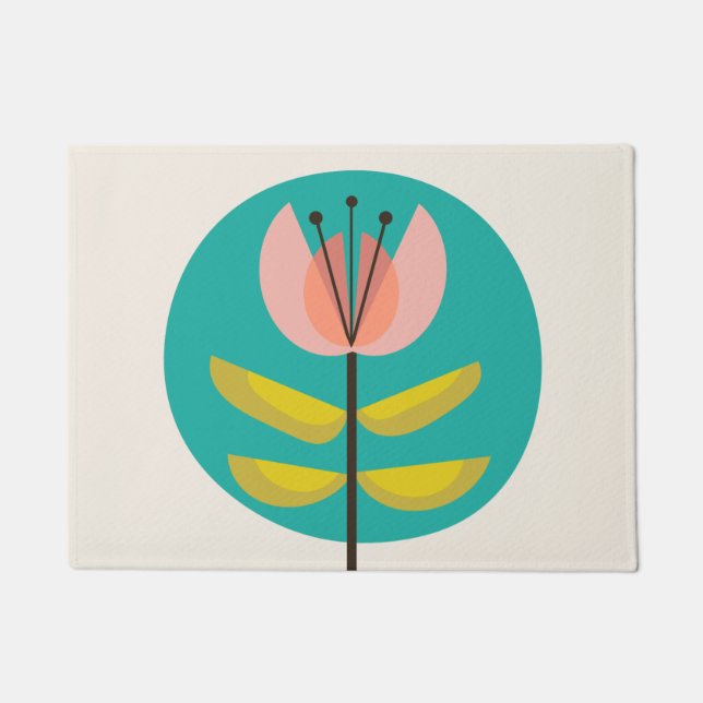 Retro Mideeuw Flower Deurmat (Voorkant)