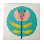 Retro Mideeuw Flower Tegeltje (Voorkant)