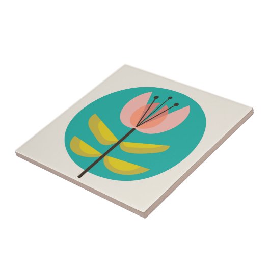 Retro Mideeuw Flower Tegeltje (Zijkant)