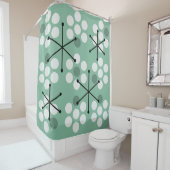 Retro Mideeuw MCM Stippen Sage Groen Douchegordijn (In situ)