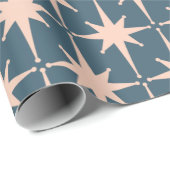Retro Mideeuw Modern 50s Starburst Pattern Blauwgr Cadeaupapier (Rol Hoek)