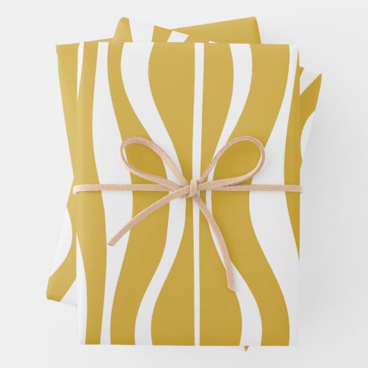 Retro Mideeuw Modern Hourglass Abstracte mosterd Inpakpapier Vel (In situ)