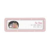Retro Mideeuw Modern Roze Kersthuis Etiket (Voorkant)