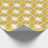 Retro Mideeuw Modern Starbursts Mustard White Cadeaupapier (Hoek)