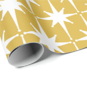 Retro Mideeuw Modern Starbursts Mustard White Cadeaupapier (Rol Hoek)