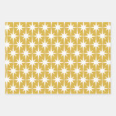 Retro Mideeuw Modern Starbursts Mustard White Inpakpapier Vel (Voorkant)