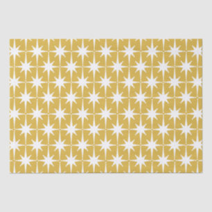 Retro Mideeuw Modern Starbursts Mustard White Tissuepapier