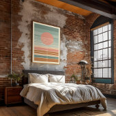 Retro Mideeuw Sunset Stripes Art Patroon Poster