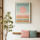 Retro Mideeuw Sunset Stripes Art Patroon Poster