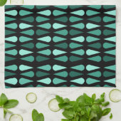 Retro Mideeuw Teardrops Black Turquoise Theedoek (Gevouwen)