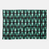 Retro Mideeuw Teardrops Black Turquoise Theedoek (Horizontaal)