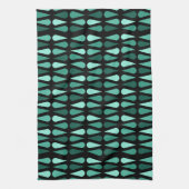Retro Mideeuw Teardrops Black Turquoise Theedoek (Verticaal)