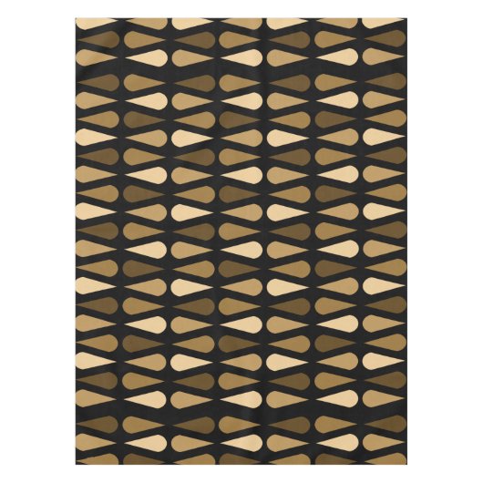 Retro Mideeuw Teardruppels Black Brown Tafelkleed (Voorkant)