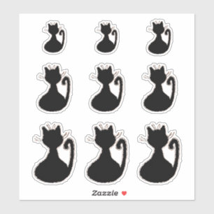 Retro Mideeuwse moderne Black Cat Silhouette Sticker