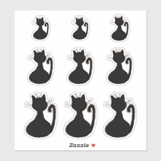 Retro Mideeuwse moderne Black Cat Silhouette Sticker (Vel)