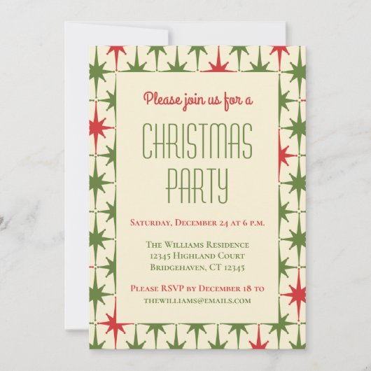 Retro Mideeuwse moderne kerststerren Kaart (Voorkant)