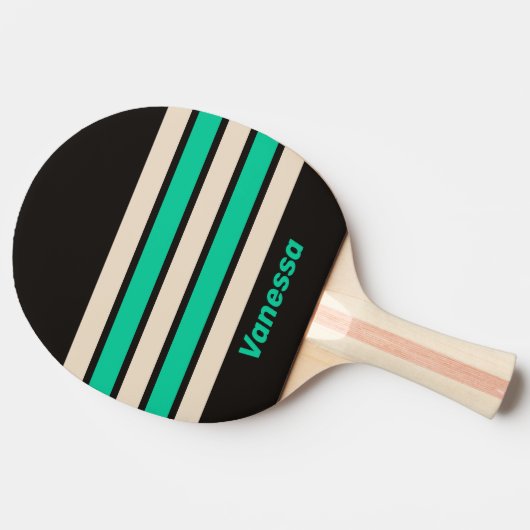 Retro Midnight Mint Across Striping with Name Tafeltennisbatje (Zijkant)