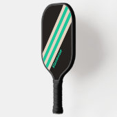 Retro Midnight Mint Stripes met naam Pickleball Paddle (Links)