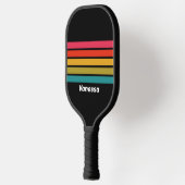 Retro Midnight Rainbow Across Striping met naam Pickleball Paddle (Links)