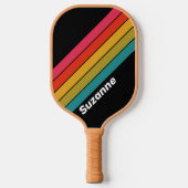 Retro Midnight Regenboog met Naam Pickleball Paddle (Voorkant)