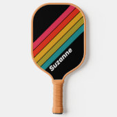 Retro Midnight Regenboog met Naam Pickleball Paddle (Achterkant)