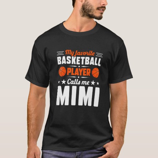 Retro Mijn favoriete Basketball Player roept me Mi T-shirt (Voorkant)
