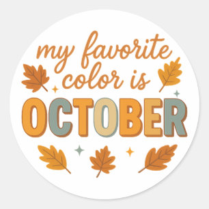 Retro Mijn favoriete kleur is oktober herfst Ronde Sticker