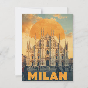 Retro Milaan kathedraal Briefkaart