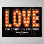 Retro Milestone 2nd Anniversary Personalized Love Poster (Voorkant)