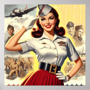 Retro Militaire Pin-up Poster