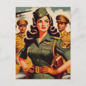 Retro Militaire Pinup Briefkaart (Voorkant)