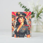 Retro Militaire Vrouw Briefkaart (Staand voorkant)