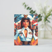 Retro Militaire Vrouw Briefkaart (Staand voorkant)