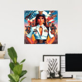 Retro Militaire Vrouw Poster (Thuiskantoor)