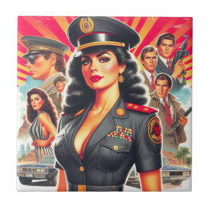 Retro Militaire Vrouw Tegeltje