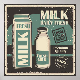 retro milk business poster