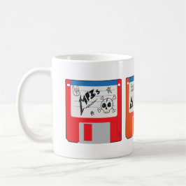 Retro Millennial Core Floppy Disks met labels Koffiemok