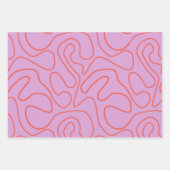 Retro minimale Abstracte lijnen in Sinaasappel en  Inpakpapier Vel (Voorkant 3)