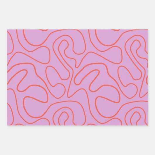 Retro minimale Abstracte lijnen in Sinaasappel en Inpakpapier Vel (Voorkant 3)