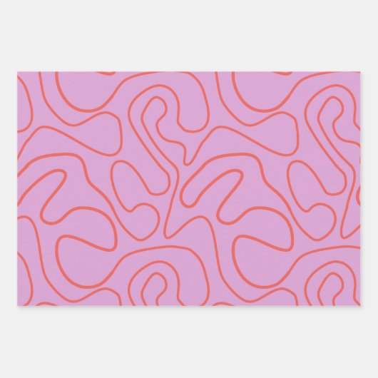 Retro minimale Abstracte lijnen in Sinaasappel en Inpakpapier Vel (Voorkant 2)