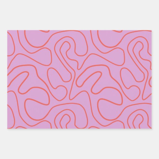 Retro minimale Abstracte lijnen in Sinaasappel en Inpakpapier Vel (Voorkant)
