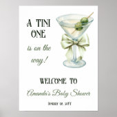 Retro Minimalist A Tini One Martini Baby Shower Poster (Voorkant)