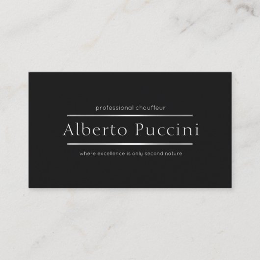 Retro minimalist Elegant Silver Lines Chauffeur Visitekaartje (Voorkant)
