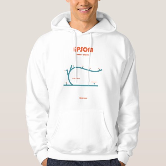 Retro Minimalist Epsom Racecourse Line Art Print Hoodie (Voorkant)