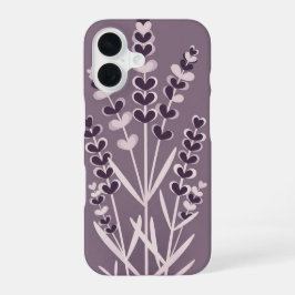 Retro Minimalist Lavender Stems iPhone 16 Hoesje
